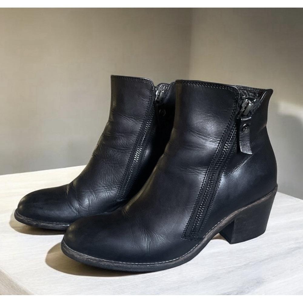 Attilio Giusti Leombruni Ella Black Leather Ankle Boots, Size 38.5 (US 8.5)